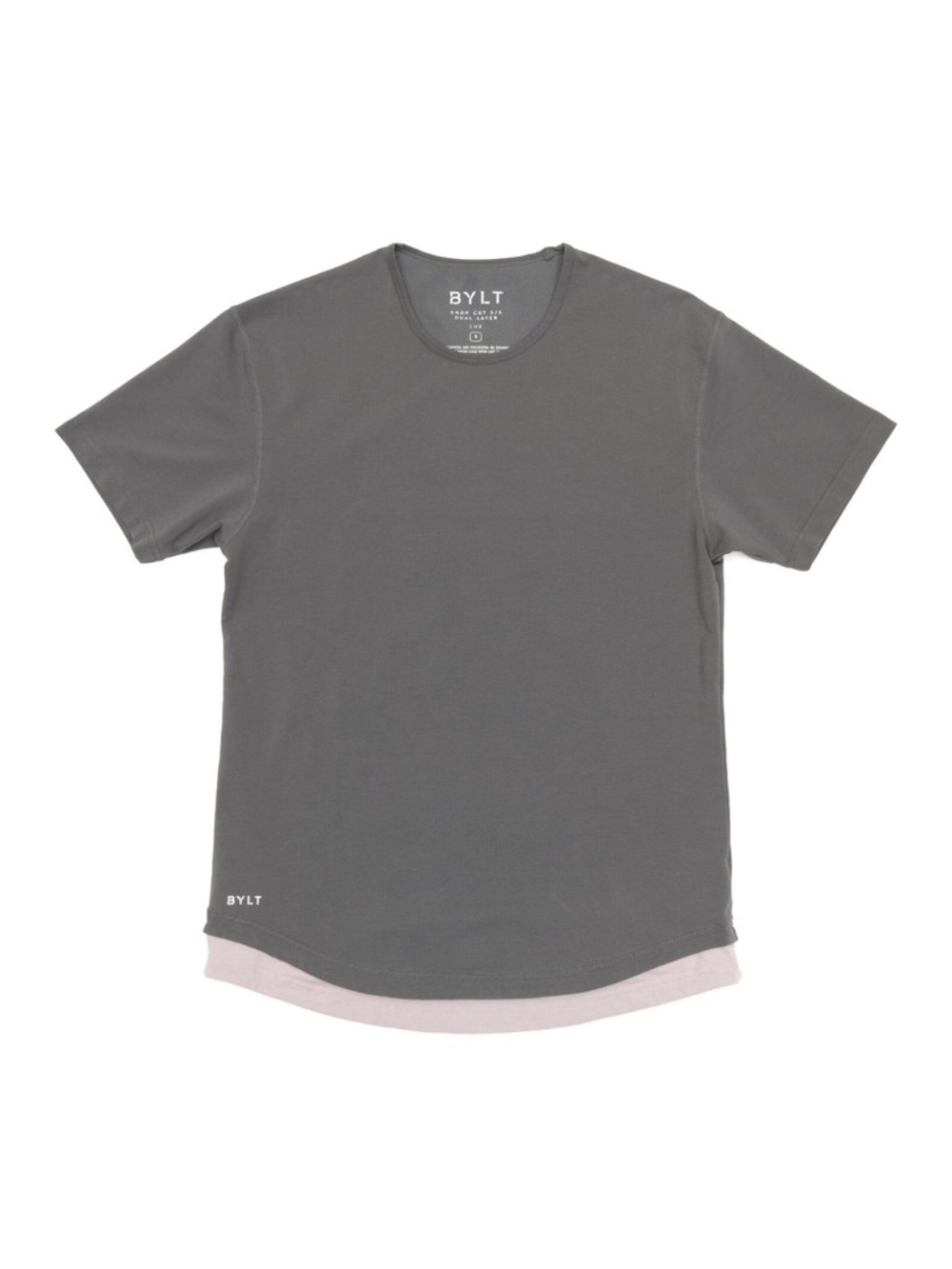 BYLT Men's Size Medium Drop Cut Short Sleeve Dual Layer Lux T-Shirt Gray Tee
